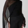 Ida Sheer Asymmetrical Long Sleeve Cape – Black