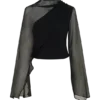 Ida Sheer Asymmetrical Long Sleeve Cape – Black