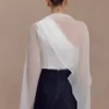 Ida Sheer Asymmetrical Long Sleeve Cape – White Ida Sheer Asymmetrical Long Sleeve Cape – White