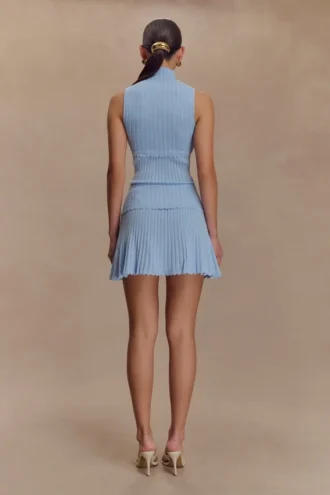 Indy Pointelle Knit Mini Skirt – Cornflower Blue