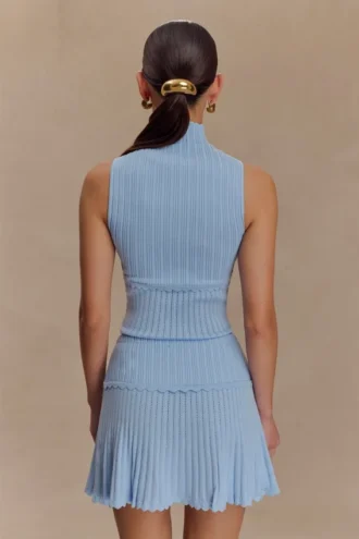 Indy Pointelle Knit Top – Cornflower Blue