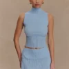 Indy Pointelle Knit Mini Skirt – Cornflower Blue Indy Pointelle Knit Mini Skirt – Cornflower Blue