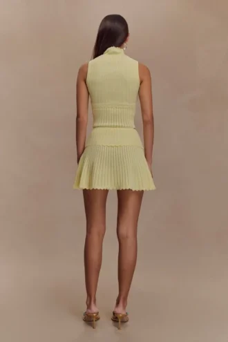 Indy Pointelle Knit Mini Skirt – Lemon