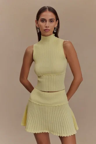 Indy Pointelle Knit Top – Lemon