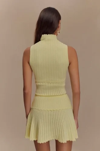 Indy Pointelle Knit Top – Lemon
