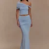 Irene Gathered Knit Maxi Skirt – Blue Irene Gathered Knit Maxi Skirt – Blue