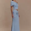 Irene Gathered Knit Maxi Skirt – Blue Irene Gathered Knit Maxi Skirt – Blue