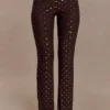 Jackie Diamante Straight Leg Pants – Chocolate