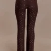 Jackie Diamante Straight Leg Pants – Chocolate