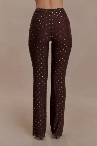 Jackie Diamante Straight Leg Pants – Chocolate
