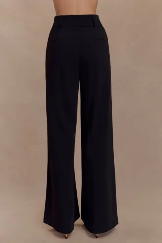Jacqueline Pleated Wide Leg Pants – Black