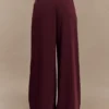 Jacqueline Pleated Wide Leg Pants – Mahogany