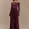 Jacqueline Pleated Wide Leg Pants – Mahogany