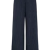 Jacqueline Pleated Wide Leg Pants – Navy Pinstripe
