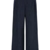 Jacqueline Pleated Wide Leg Pants – Navy Pinstripe