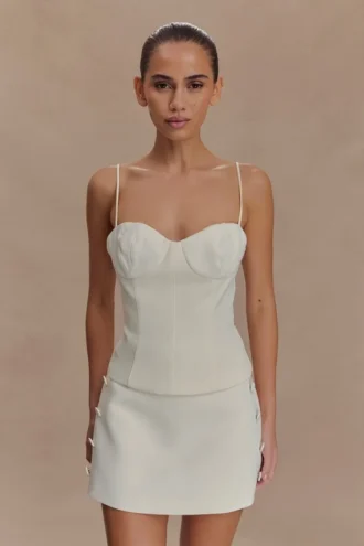 Jaime Spaghetti Strap Suiting Top – Ivory