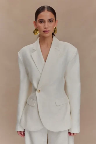 Jameson Cinched Linen Blazer – Oat Marle