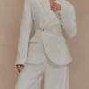 Jameson Cinched Linen Blazer – Oat Marle Jameson Cinched Linen Blazer – Oat Marle