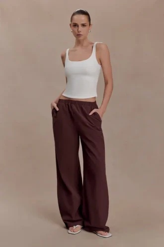 Janayia Cotton Wide Leg Pants – Dark Espresso