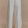 Janayia Cotton Wide Leg Pants – White