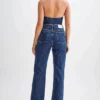 Janine High Waisted Straight Leg Jeans – Dark Blue