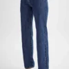 Janine High Waisted Straight Leg Jeans – Dark Blue