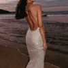 Jasmyn Hot Fix Maxi Dress With Mesh Back – Nude