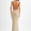 Jasmyn Hot Fix Maxi Dress With Mesh Back – Nude