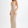 Jasmyn Hot Fix Maxi Dress With Mesh Back – Nude