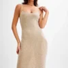 Jasmyn Hot Fix Maxi Dress With Mesh Back – Nude