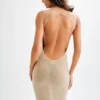 Jasmyn Hot Fix Maxi Dress With Mesh Back – Nude