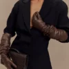 Jasper Faux Leather Elbow Length Gloves – Dark Chocolate