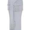 Jaytee Knit Maxi Skirt With Fringe Tie – Sky Blue Jaytee Knit Maxi Skirt With Fringe Tie – Sky Blue