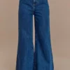Jen Wide Leg Flare Denim Jeans – Dark Blue