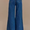 Jen Wide Leg Flare Denim Jeans – Dark Blue