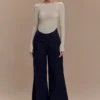 Jen Wide Leg Flare Denim Jeans – Indigo Blue