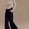 Jen Wide Leg Flare Denim Jeans – Indigo Blue