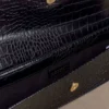 Jessica Faux Leather Crocodile Clutch – Black