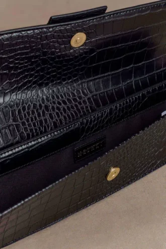 Jessica Faux Leather Crocodile Clutch – Black Jessica Faux Leather Crocodile Clutch – Black