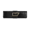 Jessica Faux Leather Crocodile Clutch – Black