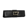 Jessica Faux Leather Crocodile Clutch – Black