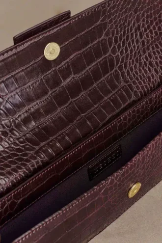 Jessica Faux Leather Crocodile Clutch – Burgundy Jessica Faux Leather Crocodile Clutch – Burgundy