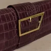 Jessica Faux Leather Crocodile Clutch – Burgundy