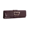Jessica Faux Leather Crocodile Clutch – Burgundy