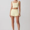 Josephine Cotton Shorts With Waistbands – Lemon Josephine Cotton Shorts With Waistbands – Lemon