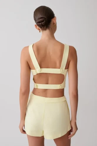 Josephine Crop Top With Open Back – Lemon