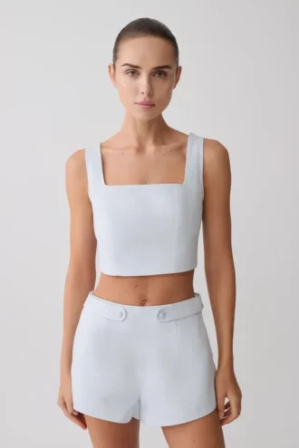 Josephine Crop Top With Open Back – Ice Blue