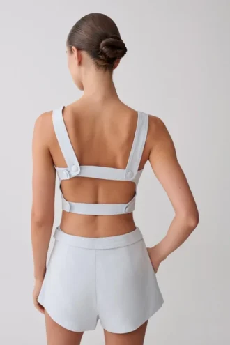Josephine Crop Top With Open Back – Ice Blue