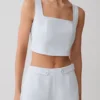 Josephine Crop Top With Open Back – Ice Blue Josephine Crop Top With Open Back – Ice Blue