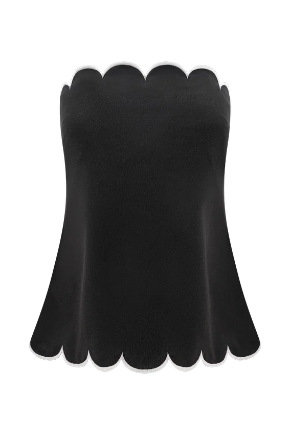 Judith Strapless Scallop Top – Black Judith Strapless Scallop Top – Black